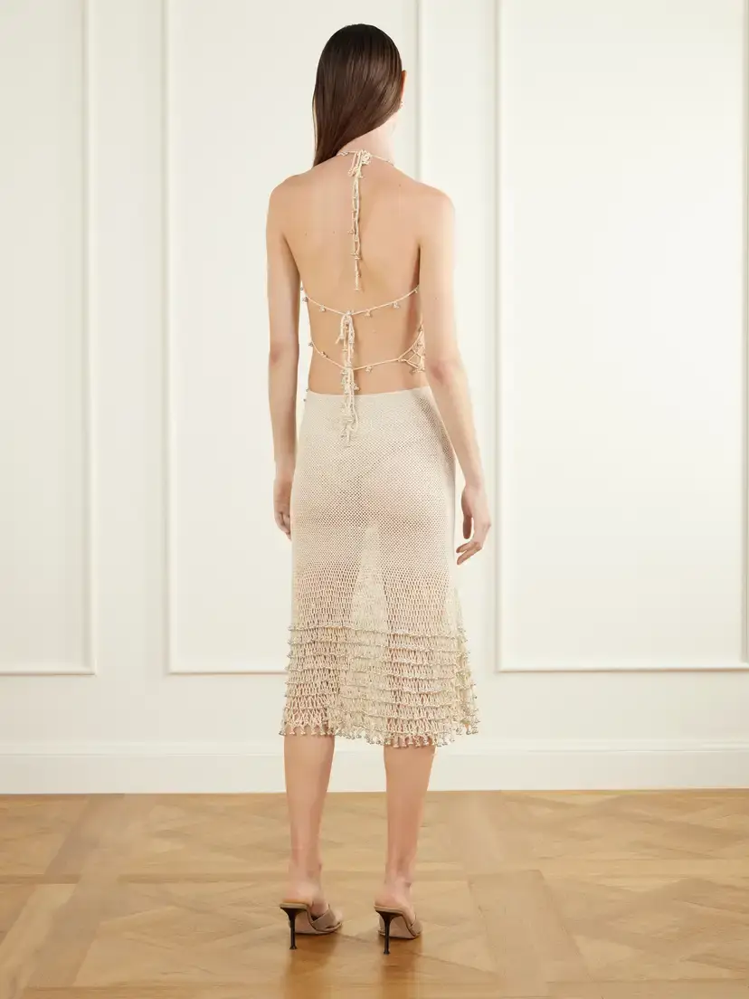 Yoshita 1967 Amandine Embellished Cotton Crochet-knit Midi Skirt | Thumbnail 4 Yoshita 1967 Amandine Embellished Cotton Crochet-knit Midi Skirt | Thumbnail 4