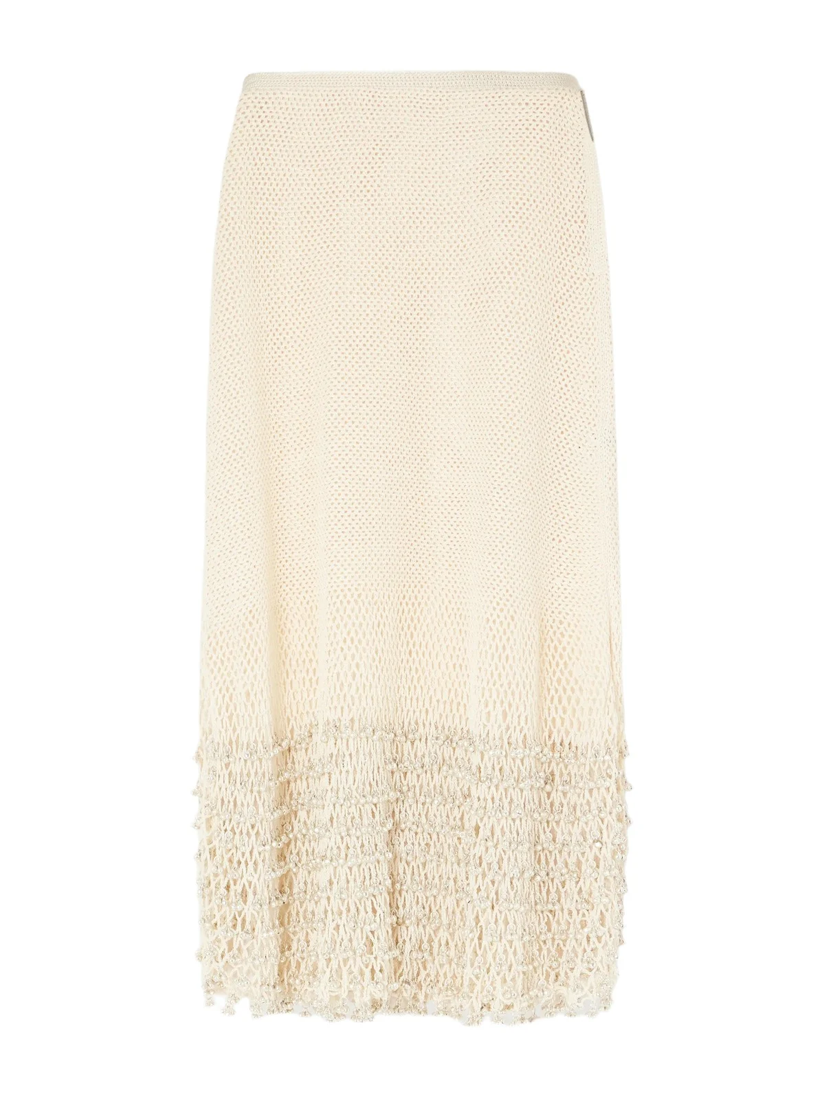 Yoshita 1967 Amandine Embellished Cotton Crochet-knit Midi Skirt