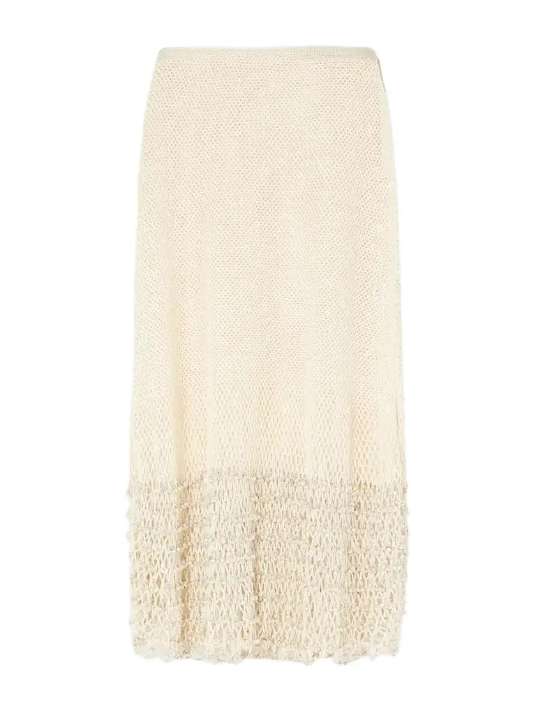Amandine Embellished Cotton Crochet-knit Midi Skirt Amandine Embellished Cotton Crochet-knit Midi Skirt