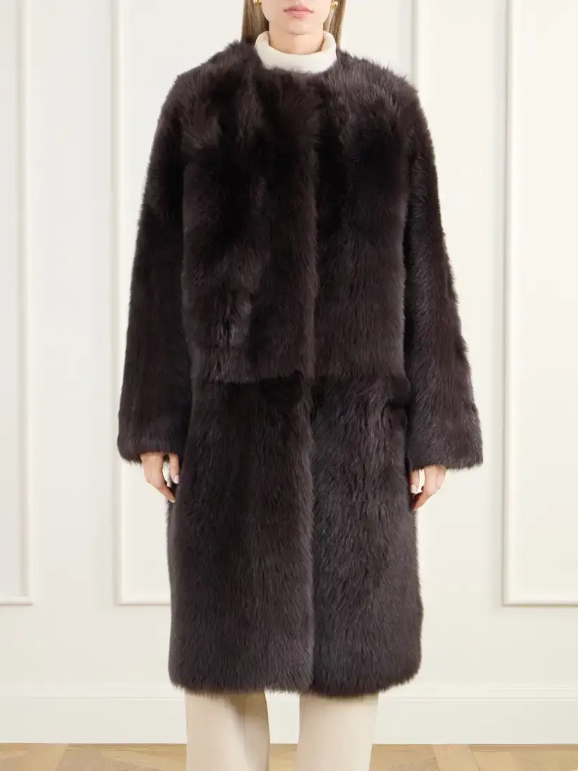 Almada Gemma Collarless Paneled Shearling Coat | Thumbnail 3
