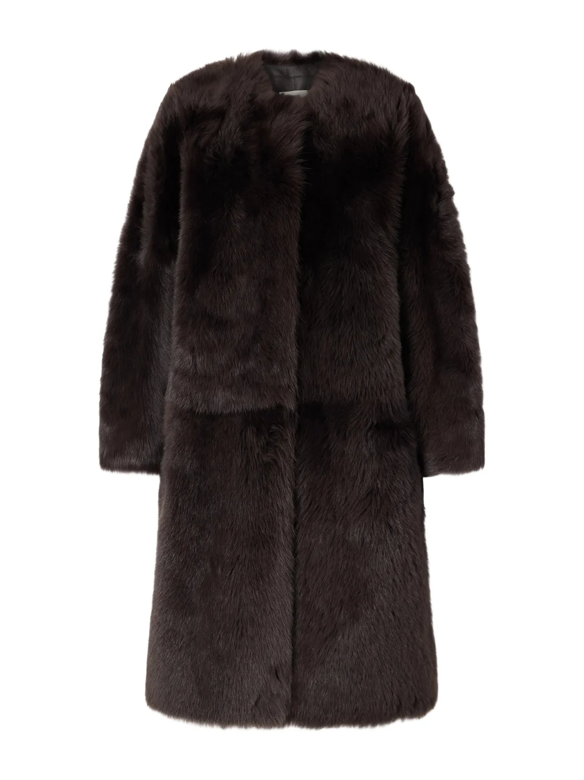Almada Gemma Collarless Paneled Shearling Coat