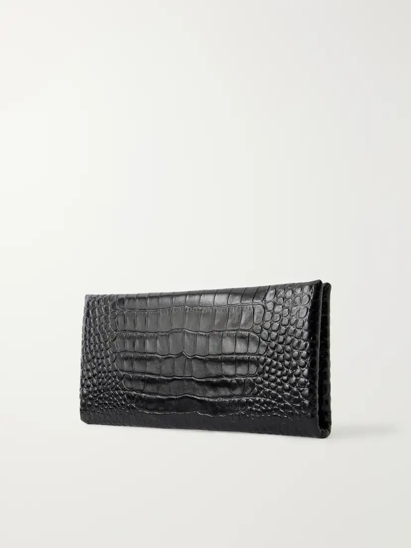 Tom Ford Arc T-embellished Croc-effect Leather Clutch | Thumbnail 4 Tom Ford Arc T-embellished Croc-effect Leather Clutch | Thumbnail 4