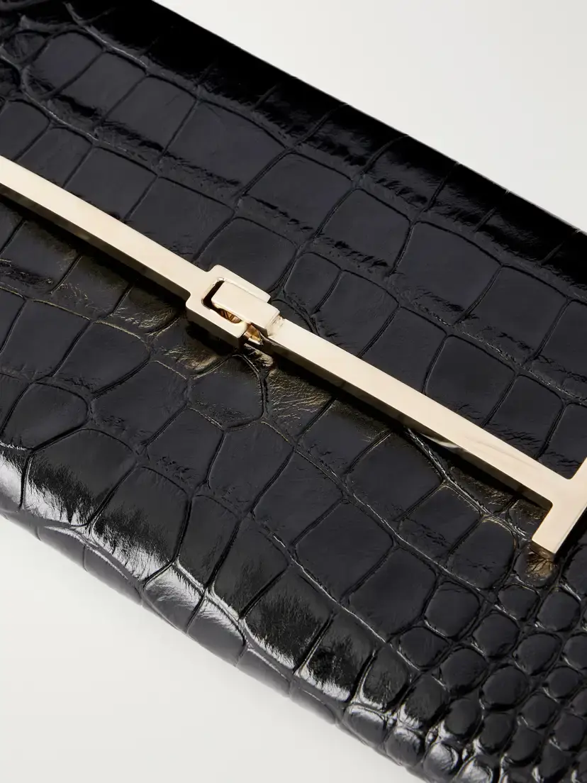 Tom Ford Arc T-embellished Croc-effect Leather Clutch | Thumbnail 5 Tom Ford Arc T-embellished Croc-effect Leather Clutch | Thumbnail 5