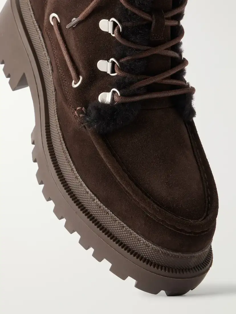 Yves Salomon Eyelet-detailed Brushed Shearling-trimmed Suede Ankle Boots | Thumbnail 5 Yves Salomon Eyelet-detailed Brushed Shearling-trimmed Suede Ankle Boots | Thumbnail 5