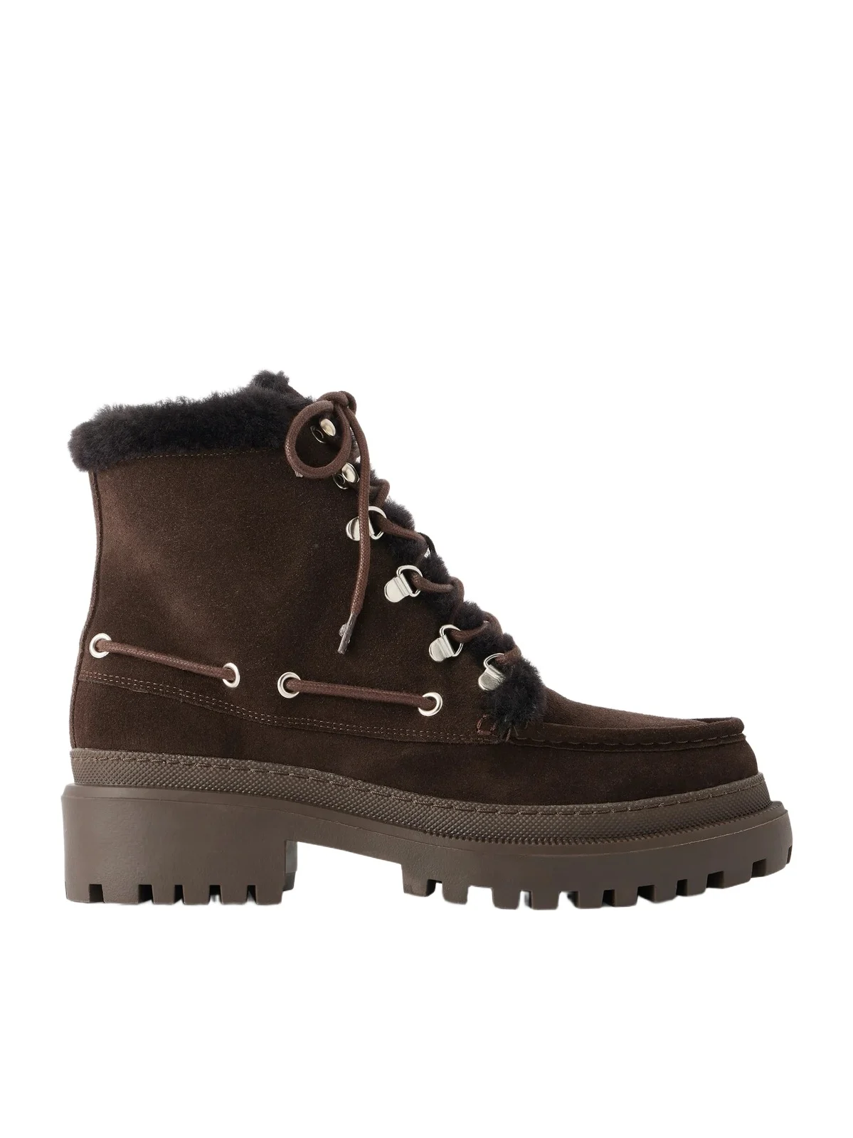Eyelet-detailed Brushed Shearling-trimmed Suede Ankle Boots Eyelet-detailed Brushed Shearling-trimmed Suede Ankle Boots