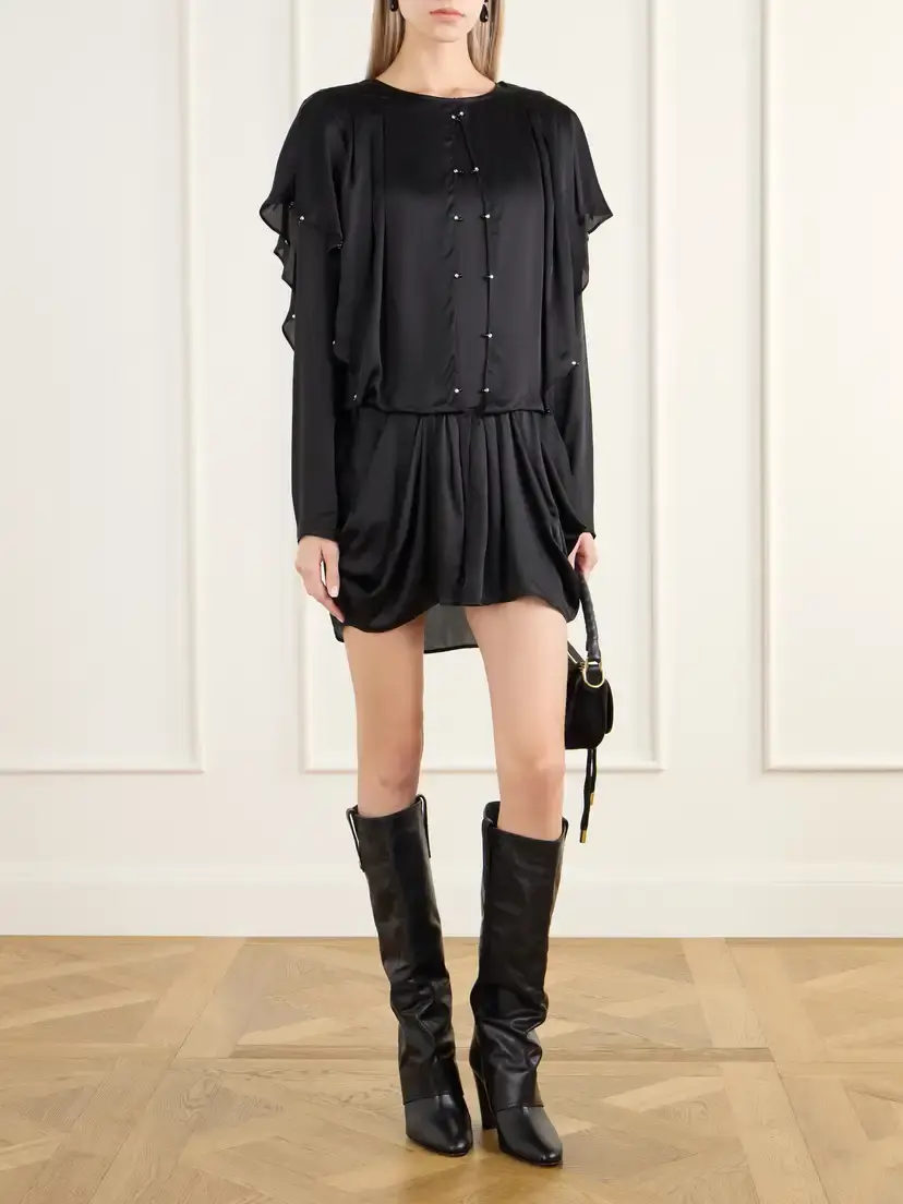 Marant Étoile Blissa Embellished Gathered Satin Mini Dress | Thumbnail 2