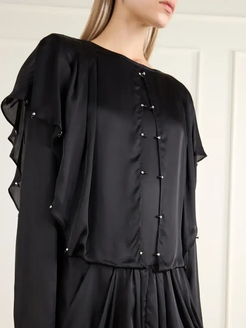 Marant Étoile Blissa Embellished Gathered Satin Mini Dress | Thumbnail 4