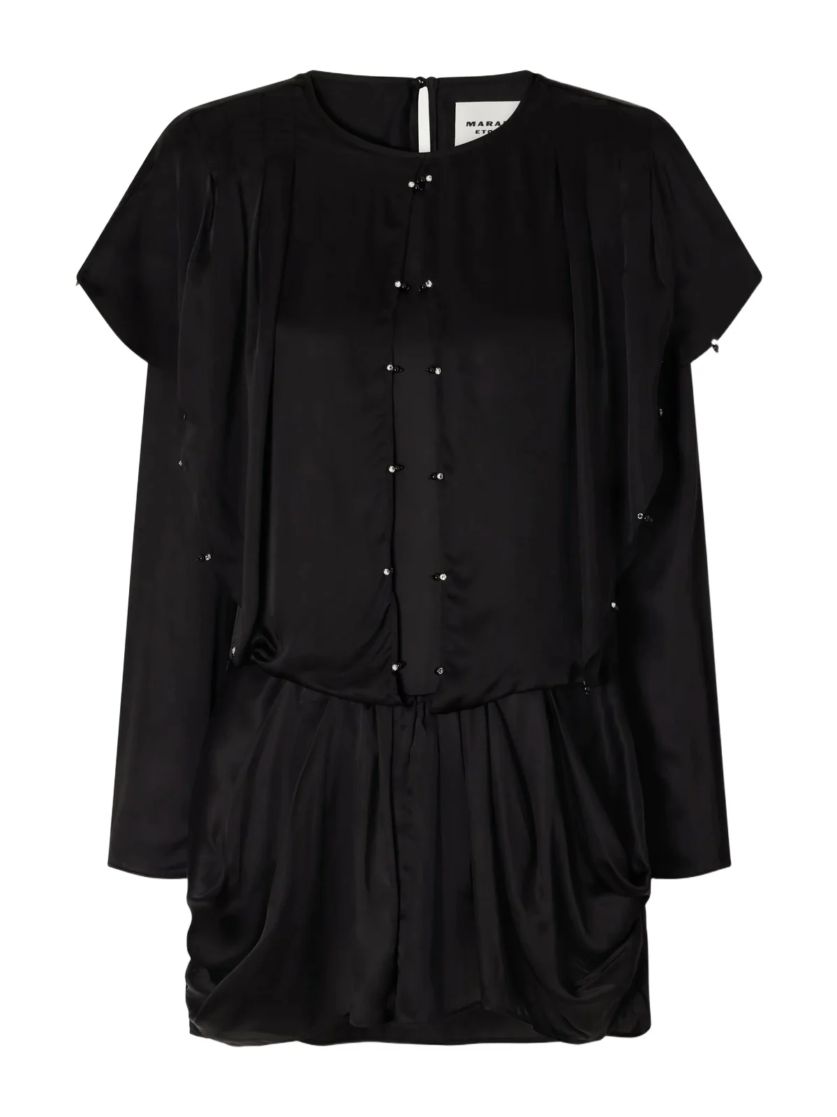Blissa Embellished Gathered Satin Mini Dress Blissa Embellished Gathered Satin Mini Dress
