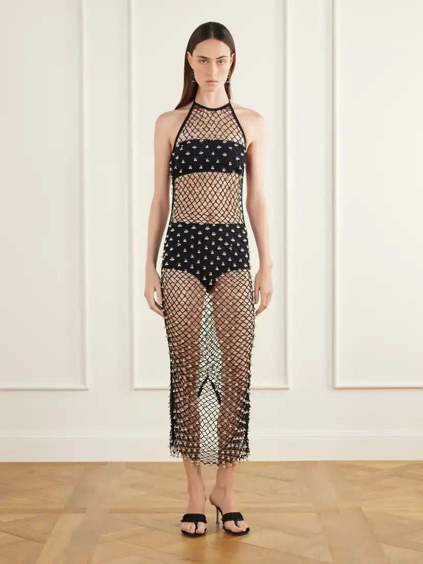Yoshita 1967 Jhanjar Embellished Cotton Crochet-knit Halterneck Midi Dress | Thumbnail 2 Yoshita 1967 Jhanjar Embellished Cotton Crochet-knit Halterneck Midi Dress | Thumbnail 2