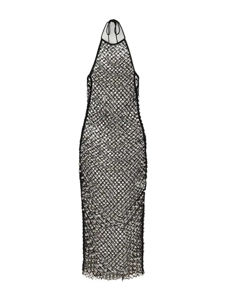 Jhanjar Embellished Cotton Crochet-knit Halterneck Midi Dress Jhanjar Embellished Cotton Crochet-knit Halterneck Midi Dress