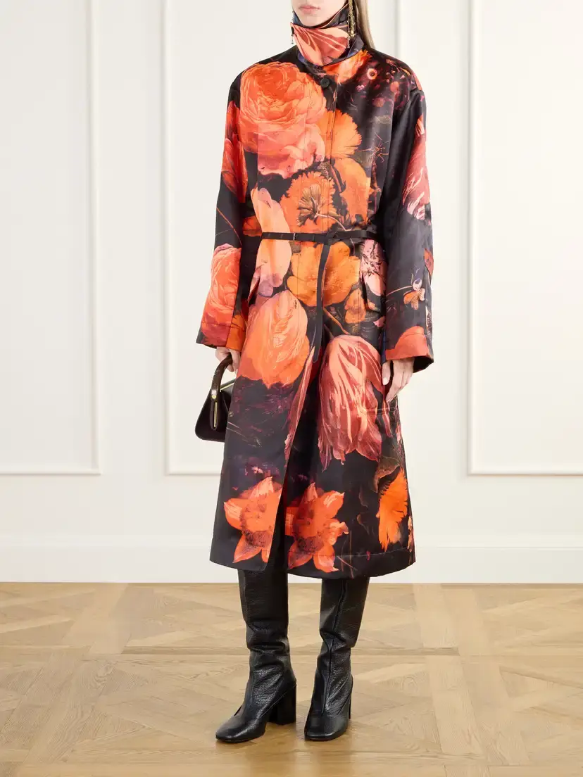 Dries Van Noten Belted Floral-print Duchess-satin Coat | Thumbnail 2