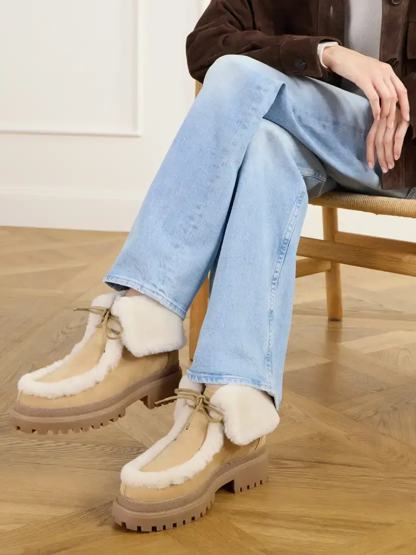 Yves Salomon Brushed Shearling-trimmed Suede Ankle Boots | Thumbnail 2 Yves Salomon Brushed Shearling-trimmed Suede Ankle Boots | Thumbnail 2