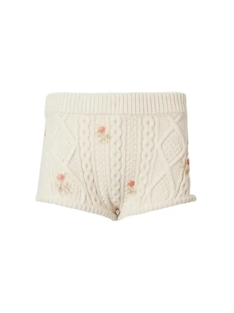 Floral Cable-knit Wool And Cashmere-blend Shorts - Neutrals Floral Cable-knit Wool And Cashmere-blend Shorts - Neutrals