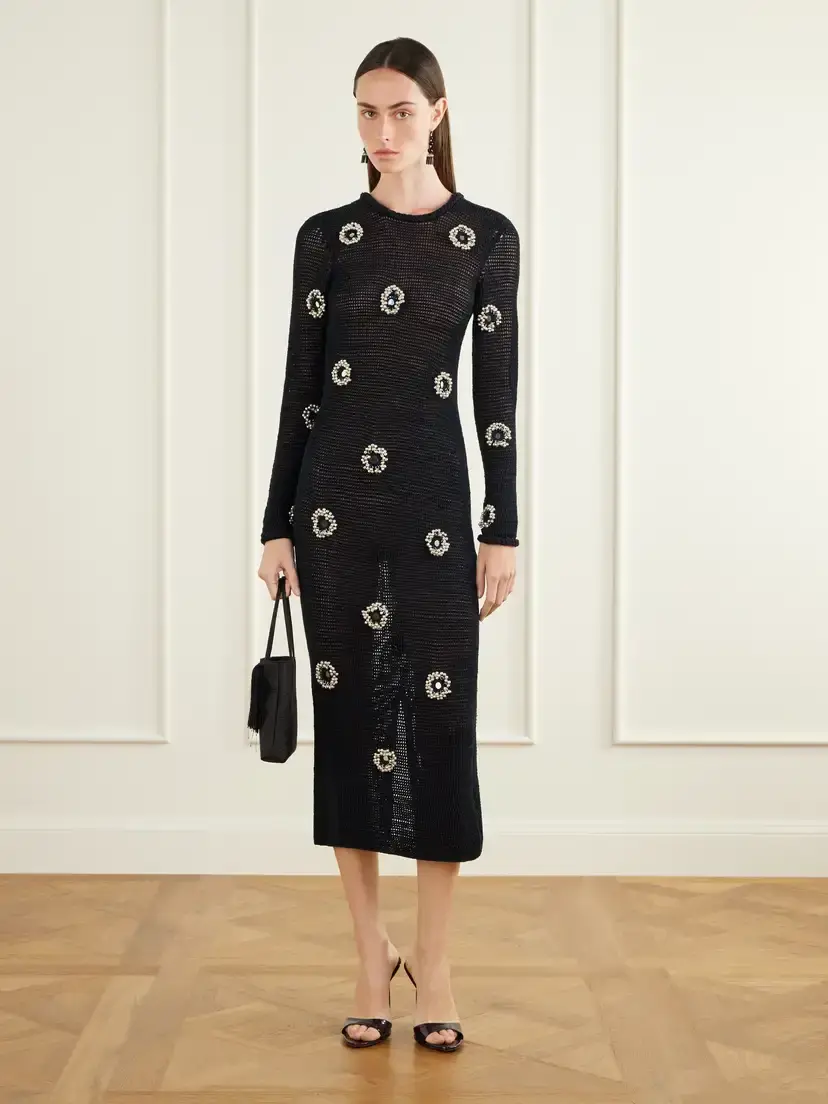 Yoshita 1967 Maia Embellished Open-back Cotton Crochet-knit Midi Dress | Thumbnail 2 Yoshita 1967 Maia Embellished Open-back Cotton Crochet-knit Midi Dress | Thumbnail 2