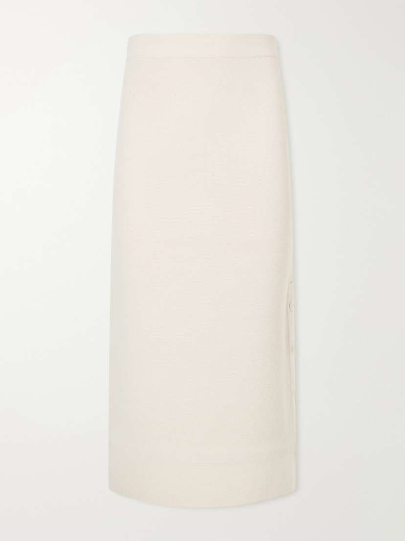 Max Mara Carbone Wool And Cashmere-blend Midi Skirt