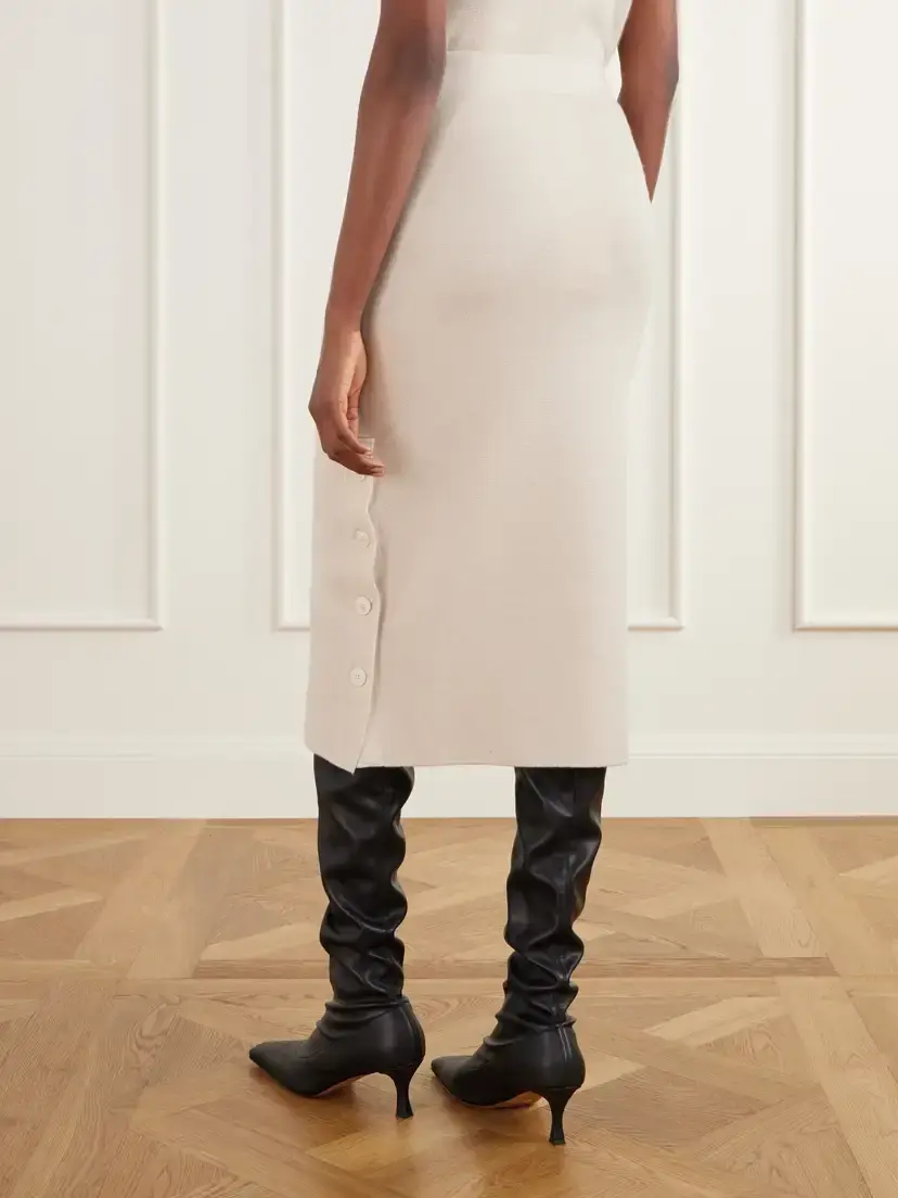 Max Mara Carbone Wool And Cashmere-blend Midi Skirt | Thumbnail 4 Max Mara Carbone Wool And Cashmere-blend Midi Skirt | Thumbnail 4