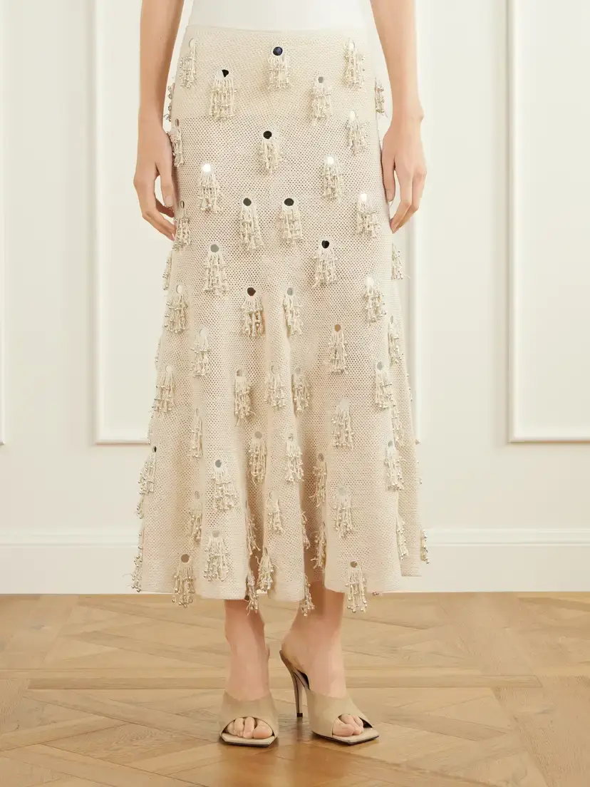 Yoshita 1967 Jane Fringed-embellished Cotton Crochet-knit Midi Skirt | Thumbnail 3 Yoshita 1967 Jane Fringed-embellished Cotton Crochet-knit Midi Skirt | Thumbnail 3