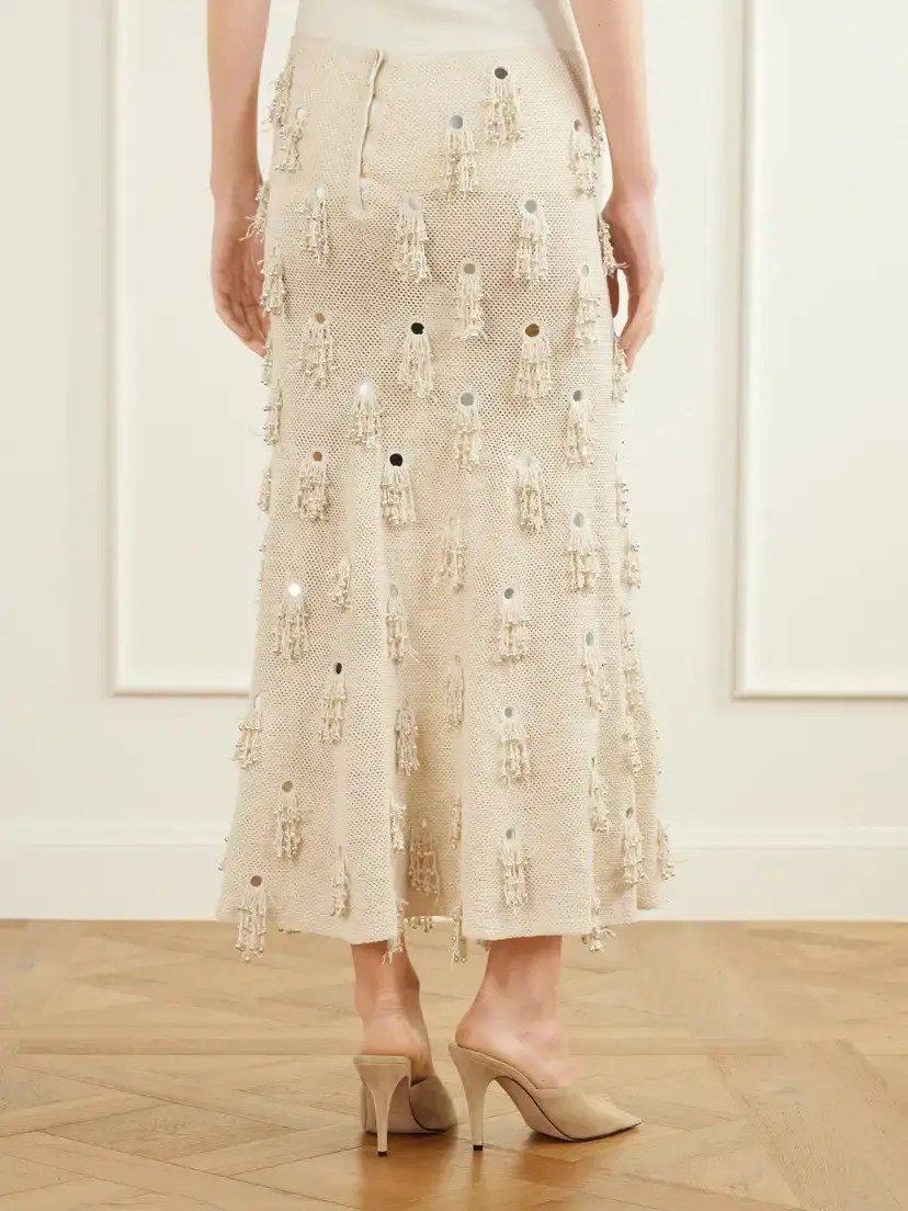 Yoshita 1967 Jane Fringed-embellished Cotton Crochet-knit Midi Skirt | Thumbnail 4 Yoshita 1967 Jane Fringed-embellished Cotton Crochet-knit Midi Skirt | Thumbnail 4