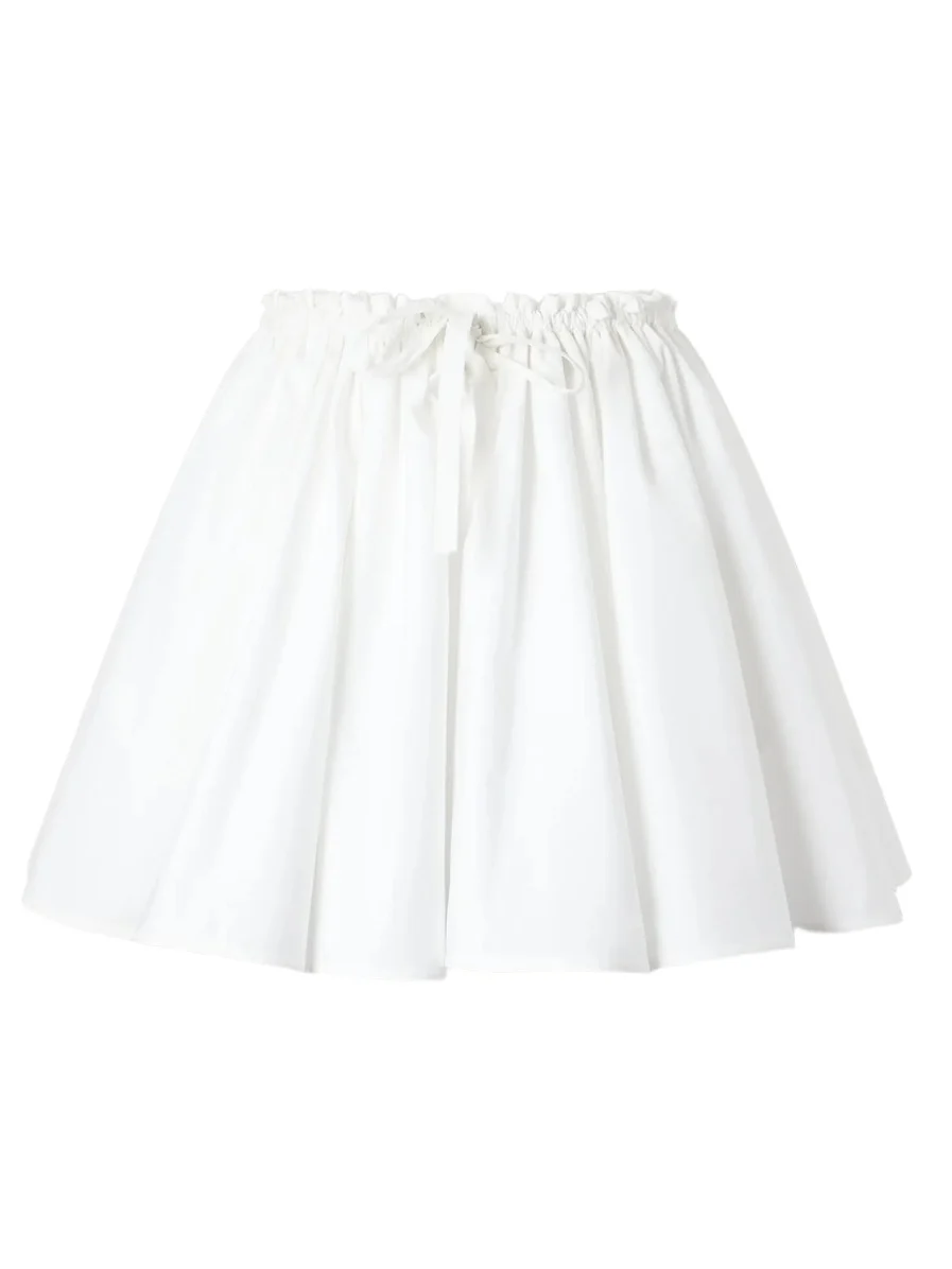 Pleated Cotton-poplin Mini Skirt