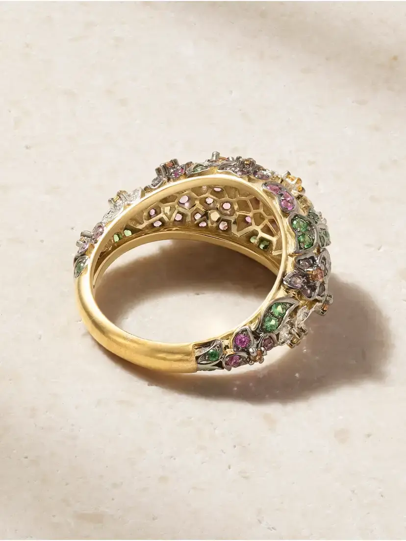 Yvonne Léon Bague Dôme Mini 9-karat Yellow And White Gold Multi-stones Ring | Thumbnail 3 Yvonne Léon Bague Dôme Mini 9-karat Yellow And White Gold Multi-stones Ring | Thumbnail 3