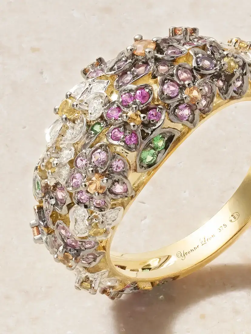 Yvonne Léon Bague Dôme Mini 9-karat Yellow And White Gold Multi-stones Ring | Thumbnail 4 Yvonne Léon Bague Dôme Mini 9-karat Yellow And White Gold Multi-stones Ring | Thumbnail 4