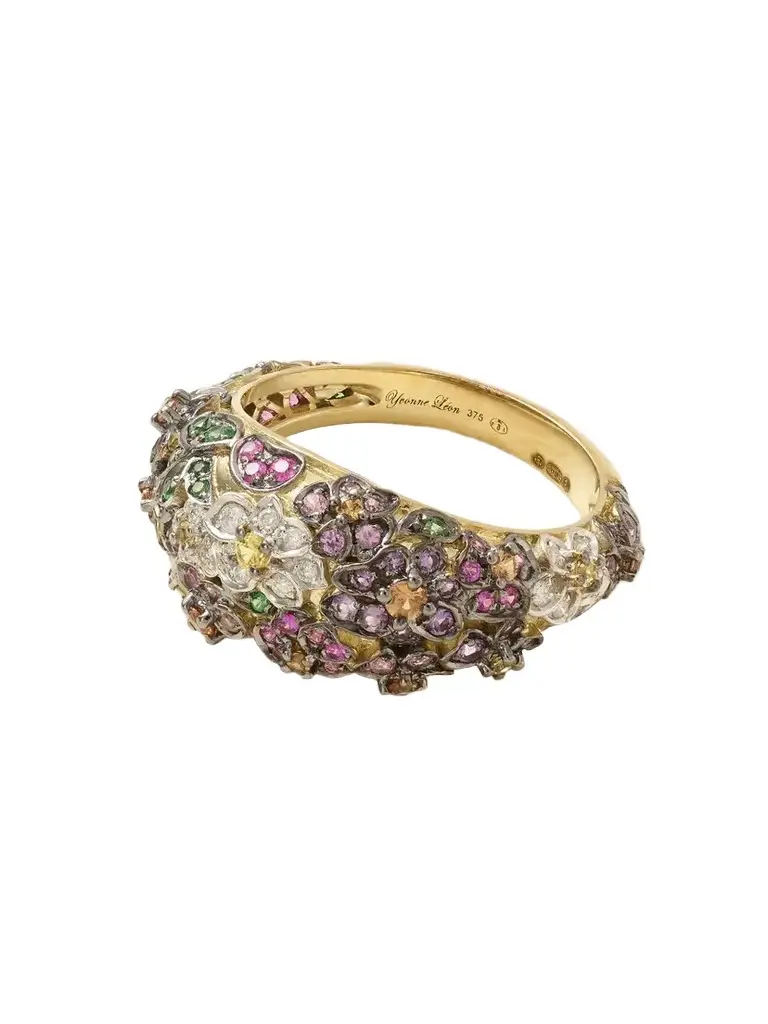 Bague Dôme Mini 9-karat Yellow And White Gold Multi-stones Ring