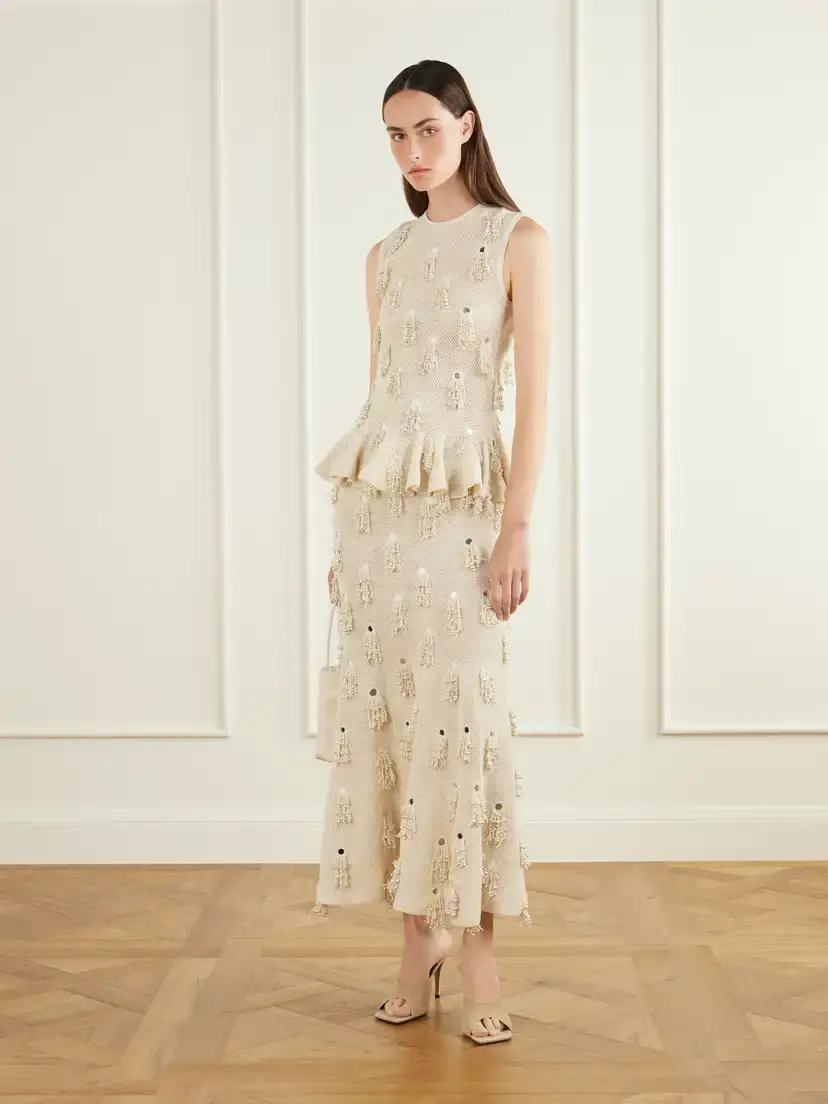 Yoshita 1967 Yashvi Fringe-embellished Peplum Cotton Crochet-knit Top | Thumbnail 2 Yoshita 1967 Yashvi Fringe-embellished Peplum Cotton Crochet-knit Top | Thumbnail 2