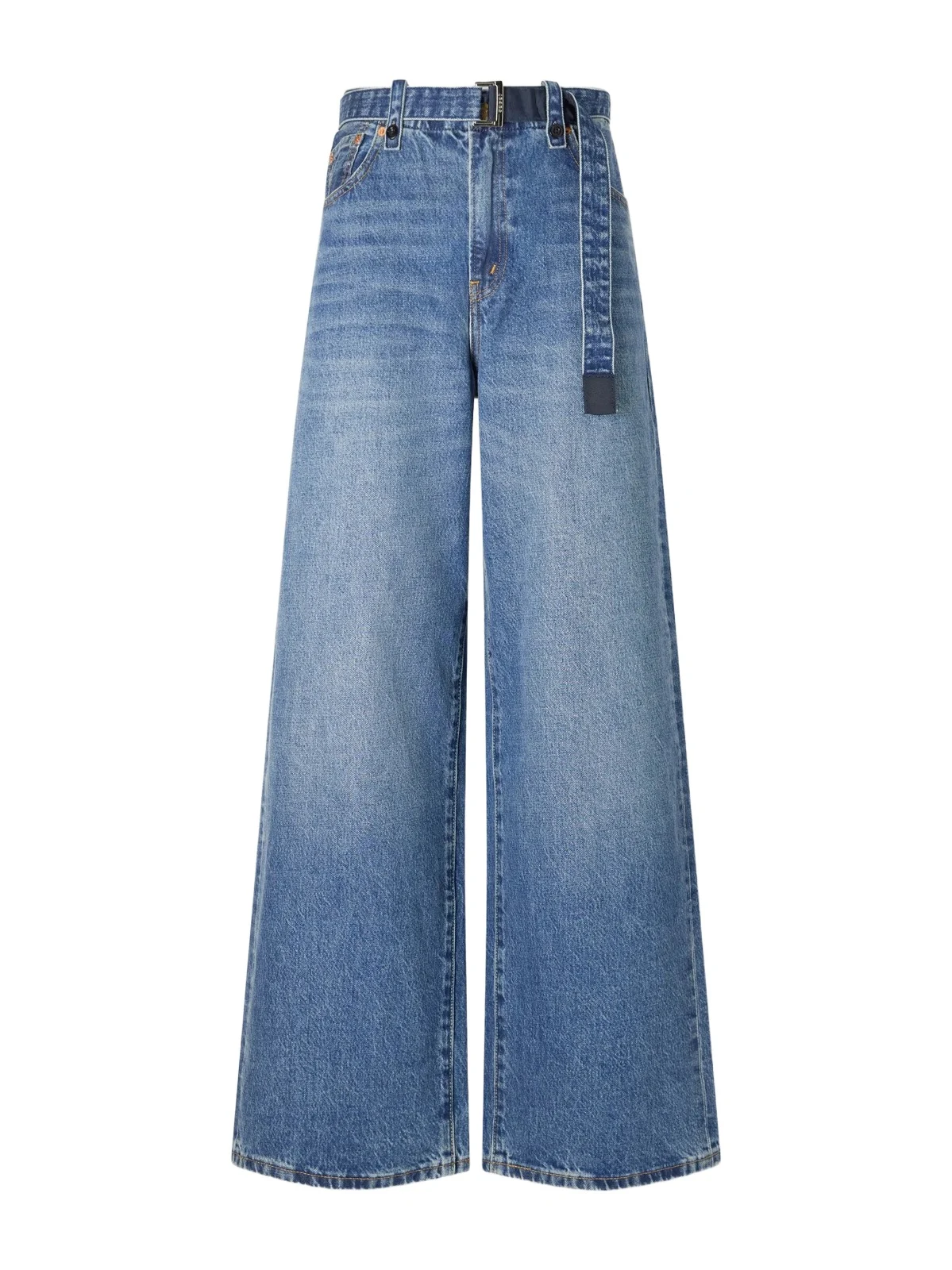 Sacai + Levi's Belted Mid-rise Wide-leg Jeans