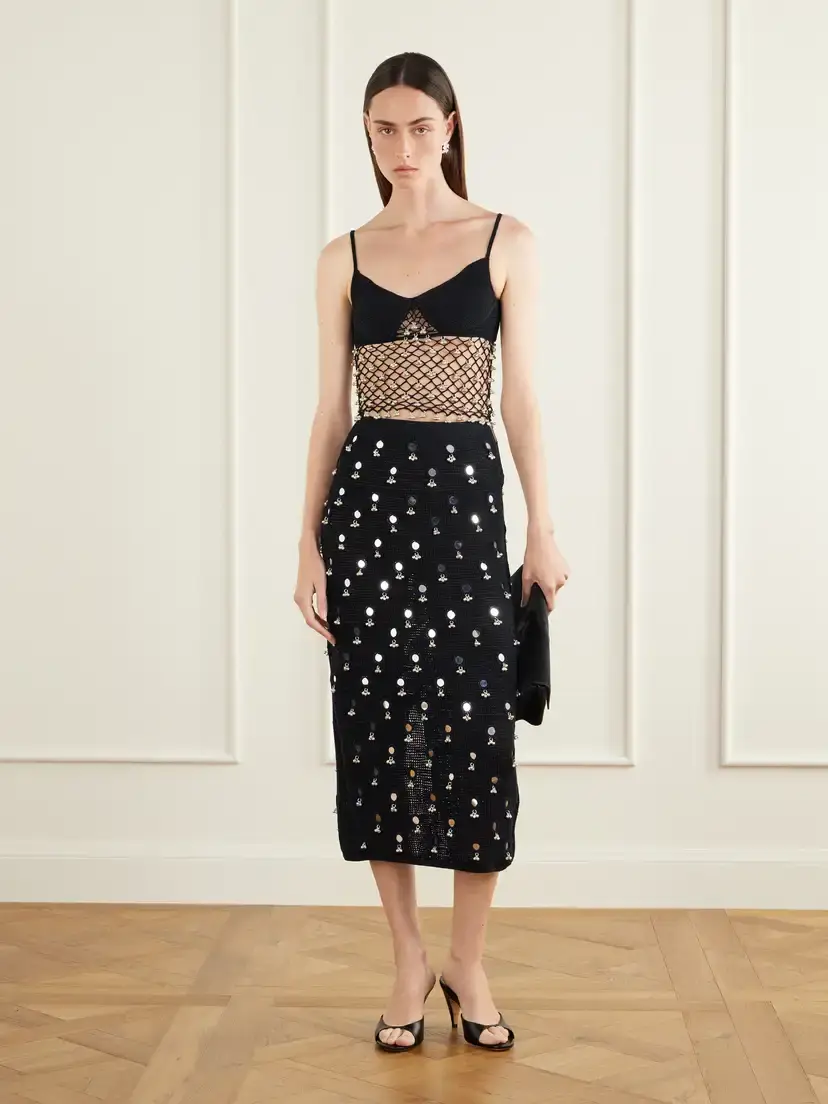 Yoshita 1967 Anastacia Embellished Cotton Crochet-knit Midi Skirt | Thumbnail 2 Yoshita 1967 Anastacia Embellished Cotton Crochet-knit Midi Skirt | Thumbnail 2