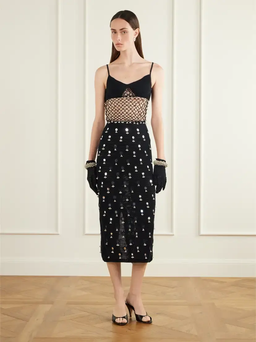 Yoshita 1967 Anastacia Embellished Cotton Crochet-knit Midi Skirt | Thumbnail 4 Yoshita 1967 Anastacia Embellished Cotton Crochet-knit Midi Skirt | Thumbnail 4