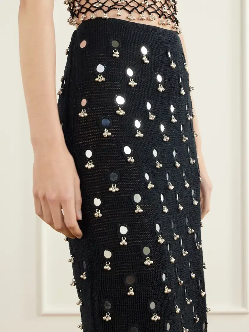 Yoshita 1967 Anastacia Embellished Cotton Crochet-knit Midi Skirt | Thumbnail 5 Yoshita 1967 Anastacia Embellished Cotton Crochet-knit Midi Skirt | Thumbnail 5