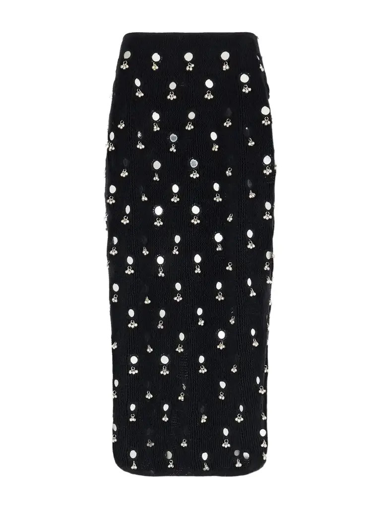 Anastacia Embellished Cotton Crochet-knit Midi Skirt Anastacia Embellished Cotton Crochet-knit Midi Skirt