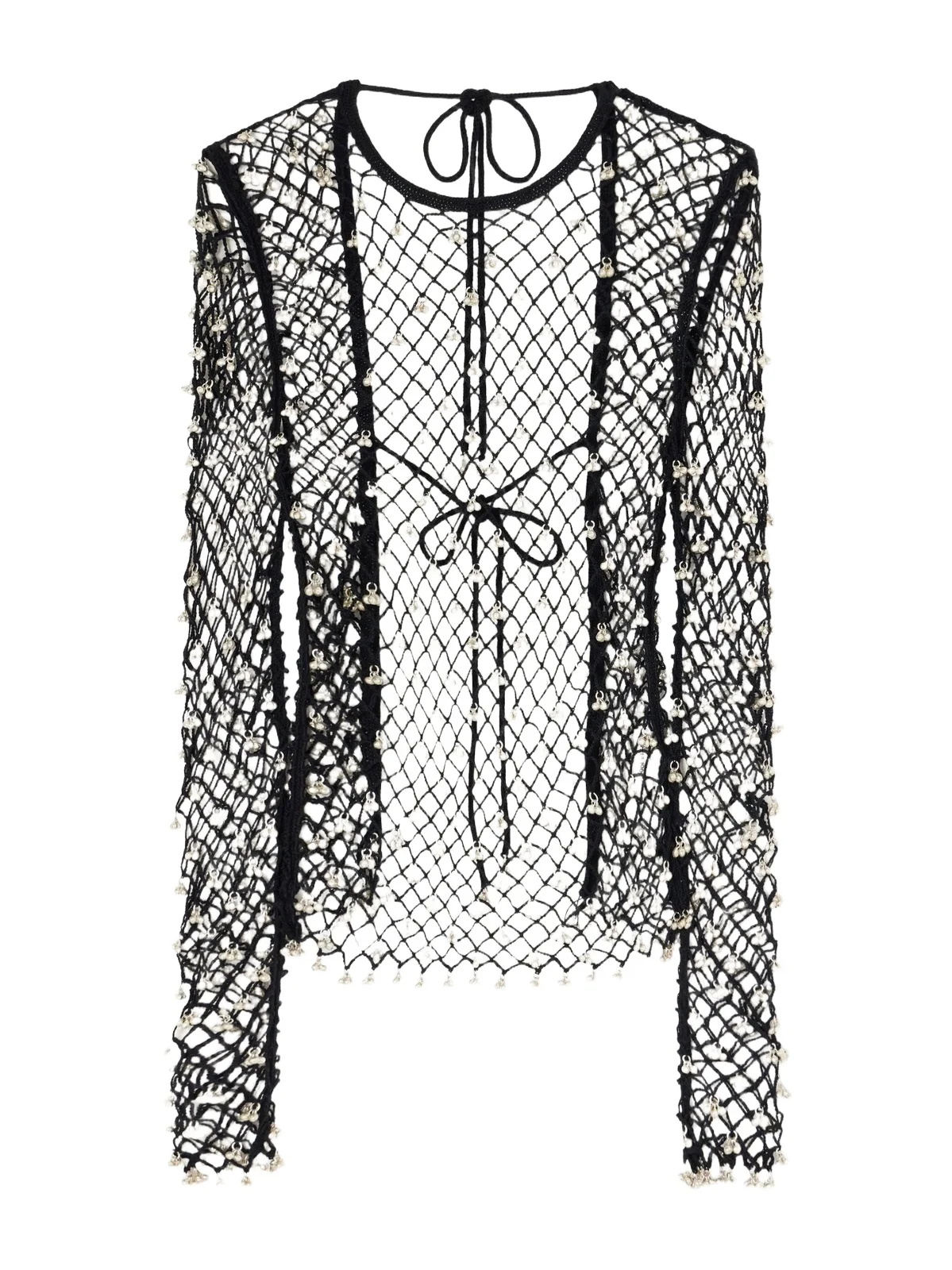 Jhanjar Embellished Open-back Cotton Crochet-knit Top Jhanjar Embellished Open-back Cotton Crochet-knit Top