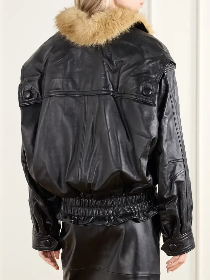 Isabel Marant Valina Double-breasted Shearling-trimmed Leather Jacket | Thumbnail 4