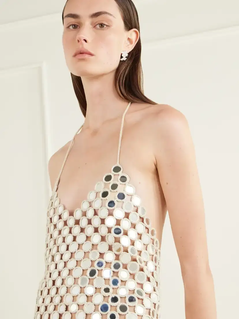 Yoshita 1967 Abla Embellished Cotton Crochet-knit Halterneck Mini Dress | Thumbnail 5 Yoshita 1967 Abla Embellished Cotton Crochet-knit Halterneck Mini Dress | Thumbnail 5