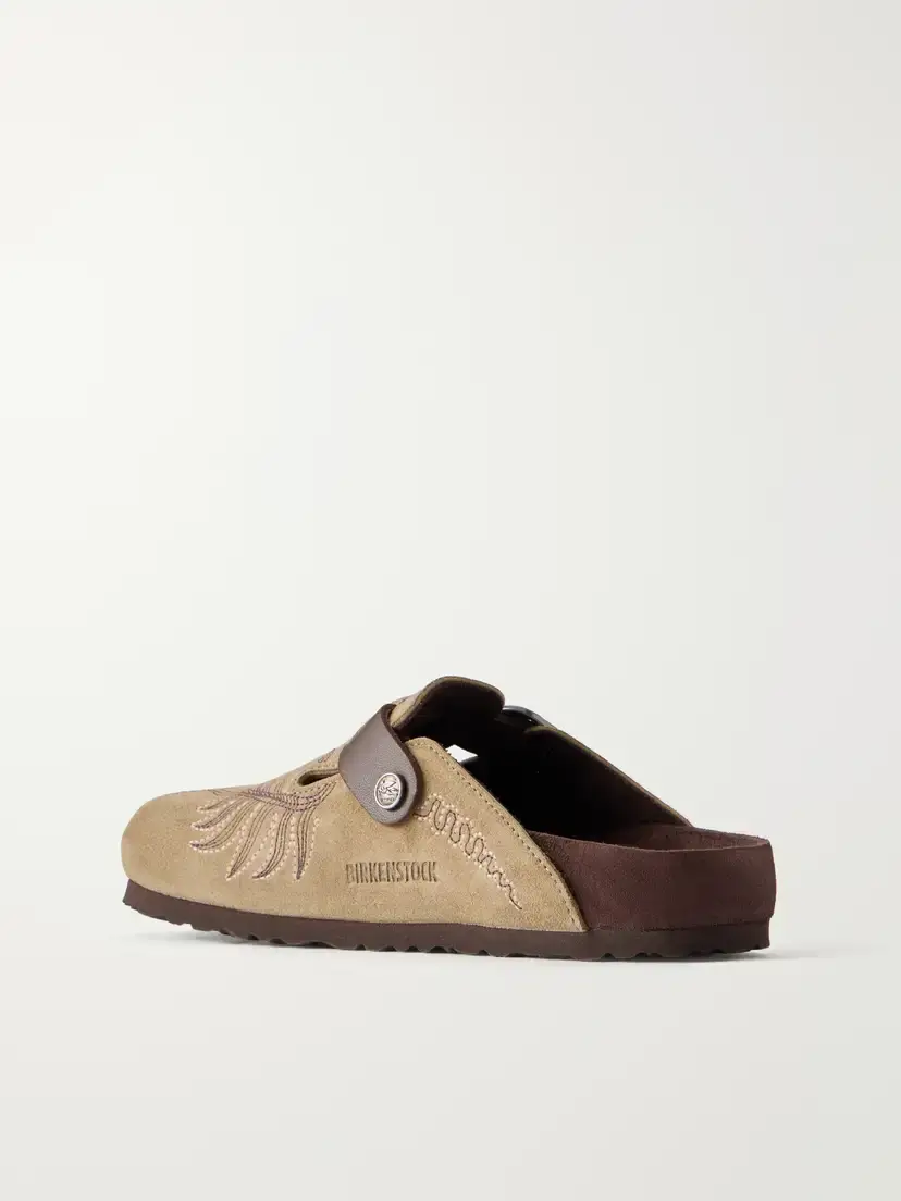 Etro + Birkenstock Boston Embroidered Leather-trimmed Suede Mules | Thumbnail 3 Etro + Birkenstock Boston Embroidered Leather-trimmed Suede Mules | Thumbnail 3