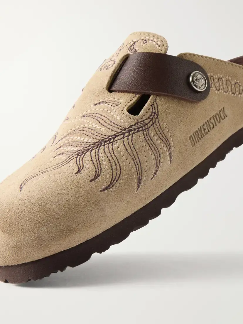 Etro + Birkenstock Boston Embroidered Leather-trimmed Suede Mules | Thumbnail 5 Etro + Birkenstock Boston Embroidered Leather-trimmed Suede Mules | Thumbnail 5