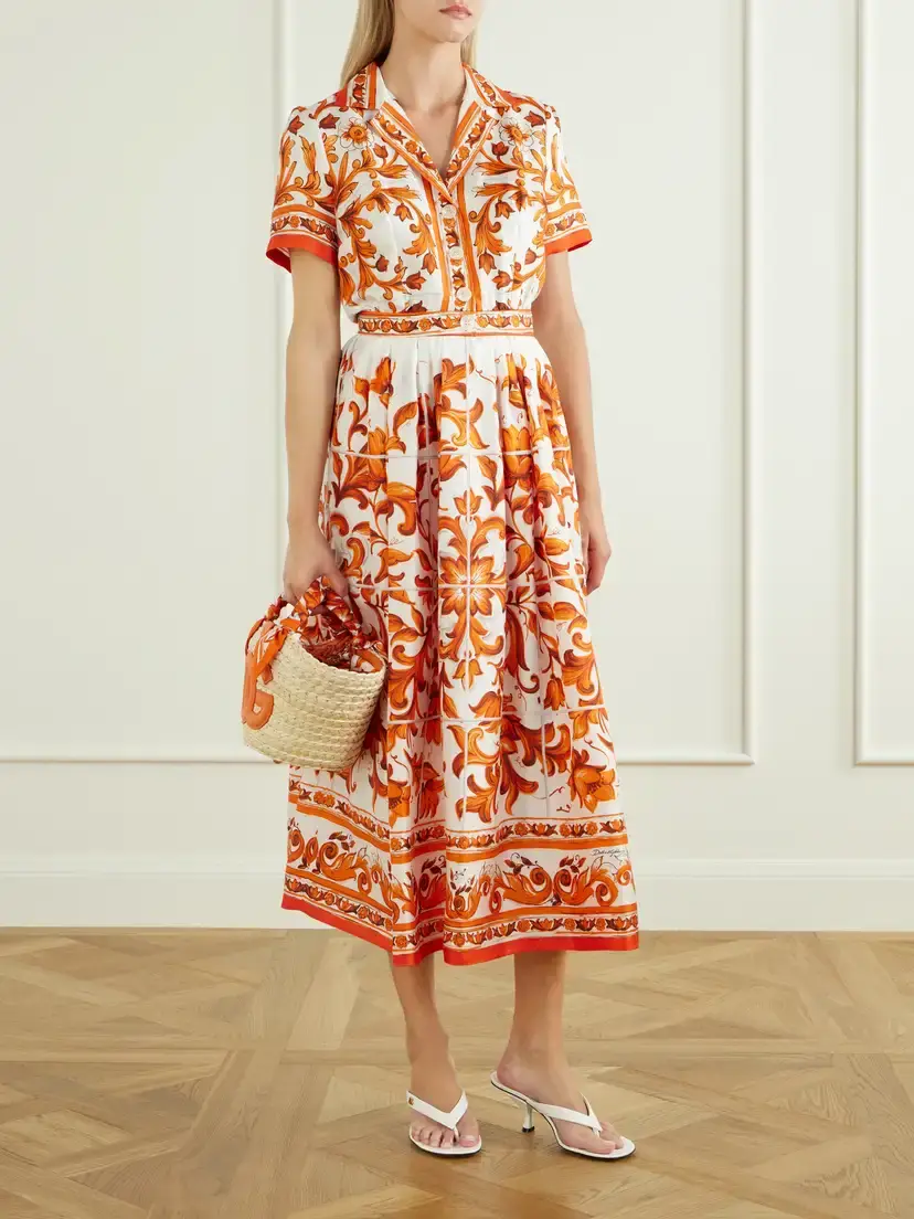 Dolce & Gabbana Floral-printed Silk-twill Midi Dress | Thumbnail 2 Dolce & Gabbana Floral-printed Silk-twill Midi Dress | Thumbnail 2