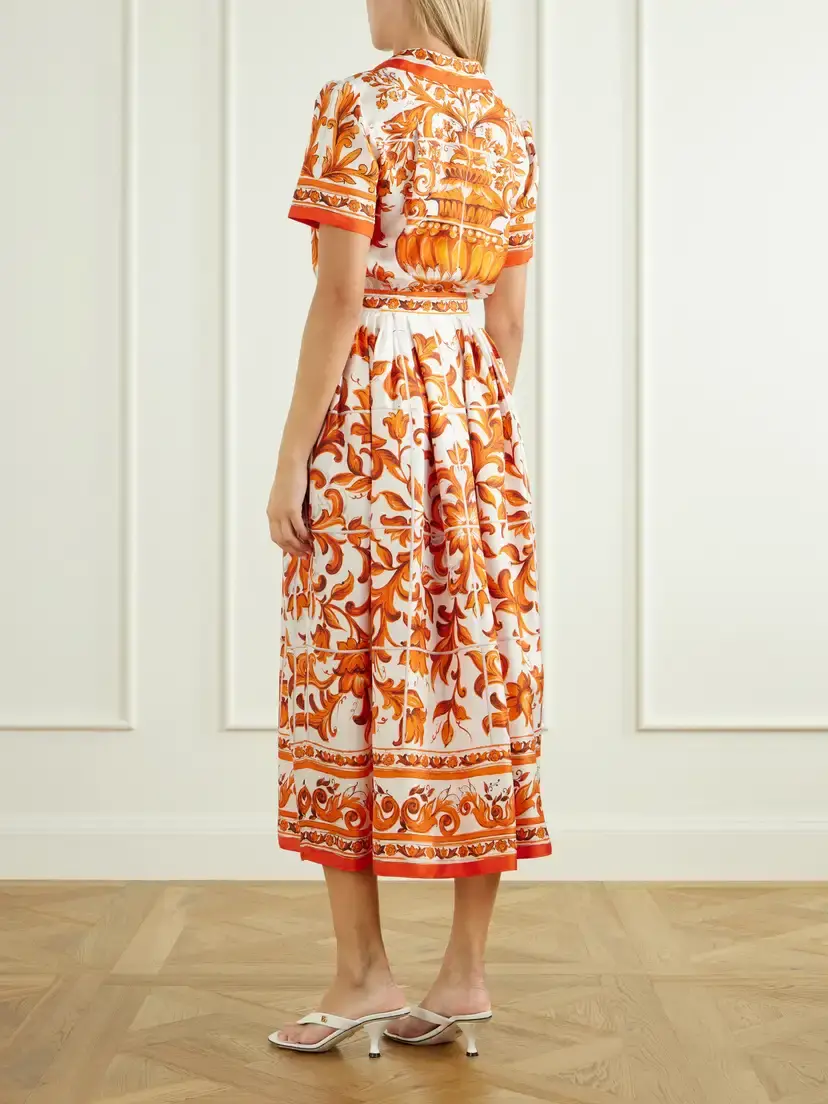 Dolce & Gabbana Floral-printed Silk-twill Midi Dress | Thumbnail 3 Dolce & Gabbana Floral-printed Silk-twill Midi Dress | Thumbnail 3