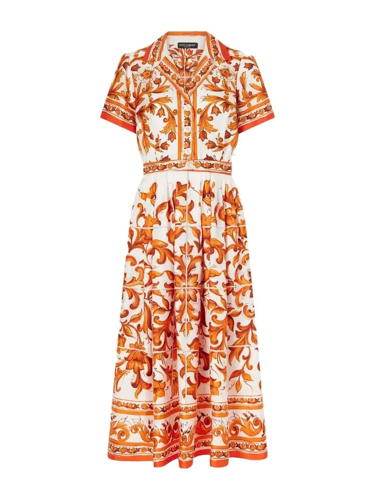 Dolce & Gabbana Floral-printed Silk-twill Midi Dress