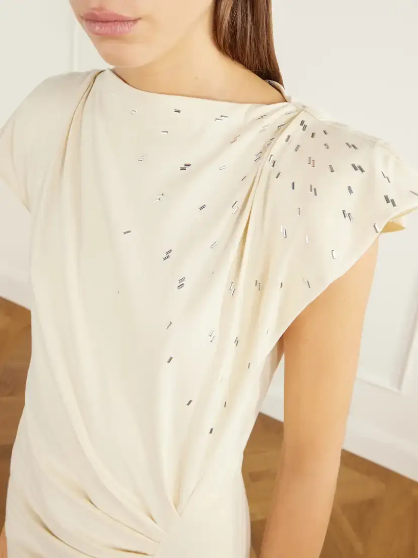 Isabel Marant Nadela Gathered Bead-embellished Cotton-jersey Maxi Dress | Thumbnail 5 Isabel Marant Nadela Gathered Bead-embellished Cotton-jersey Maxi Dress | Thumbnail 5
