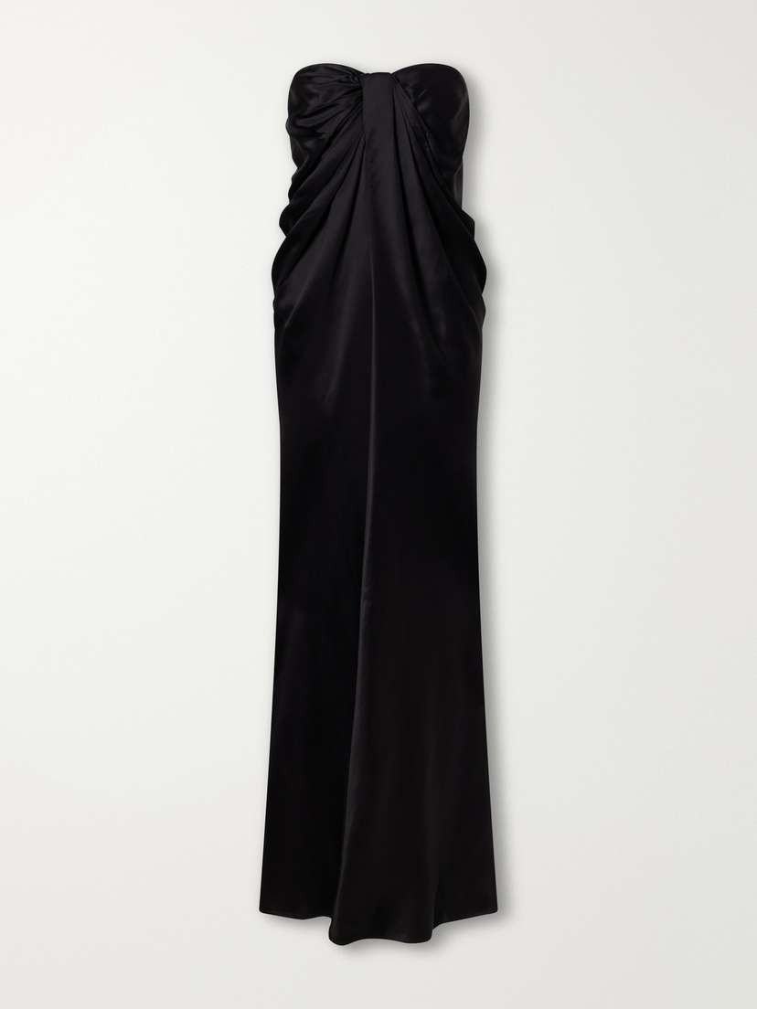 Tove Zenaida Strapless Draped Satin Gown
