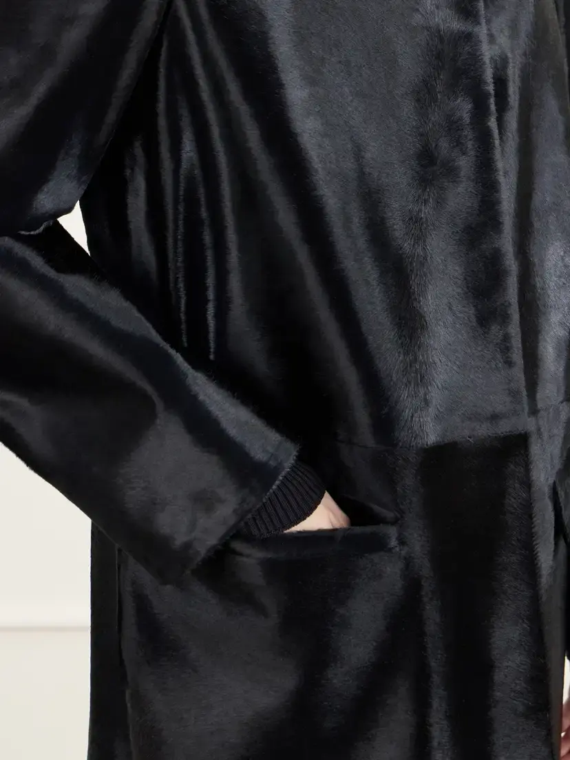 Almada Gemma Collarless Paneled Calf Hair Coat | Thumbnail 4 Almada Gemma Collarless Paneled Calf Hair Coat | Thumbnail 4