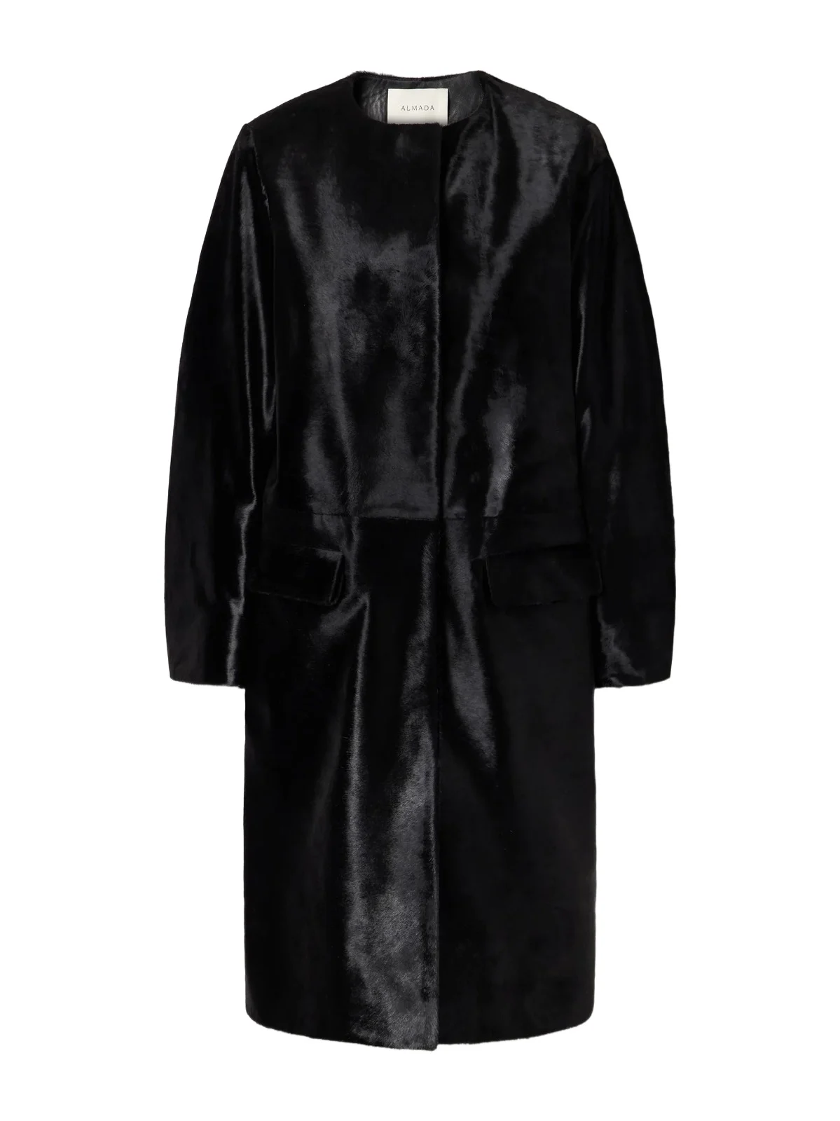 Gemma Collarless Paneled Calf Hair Coat Gemma Collarless Paneled Calf Hair Coat