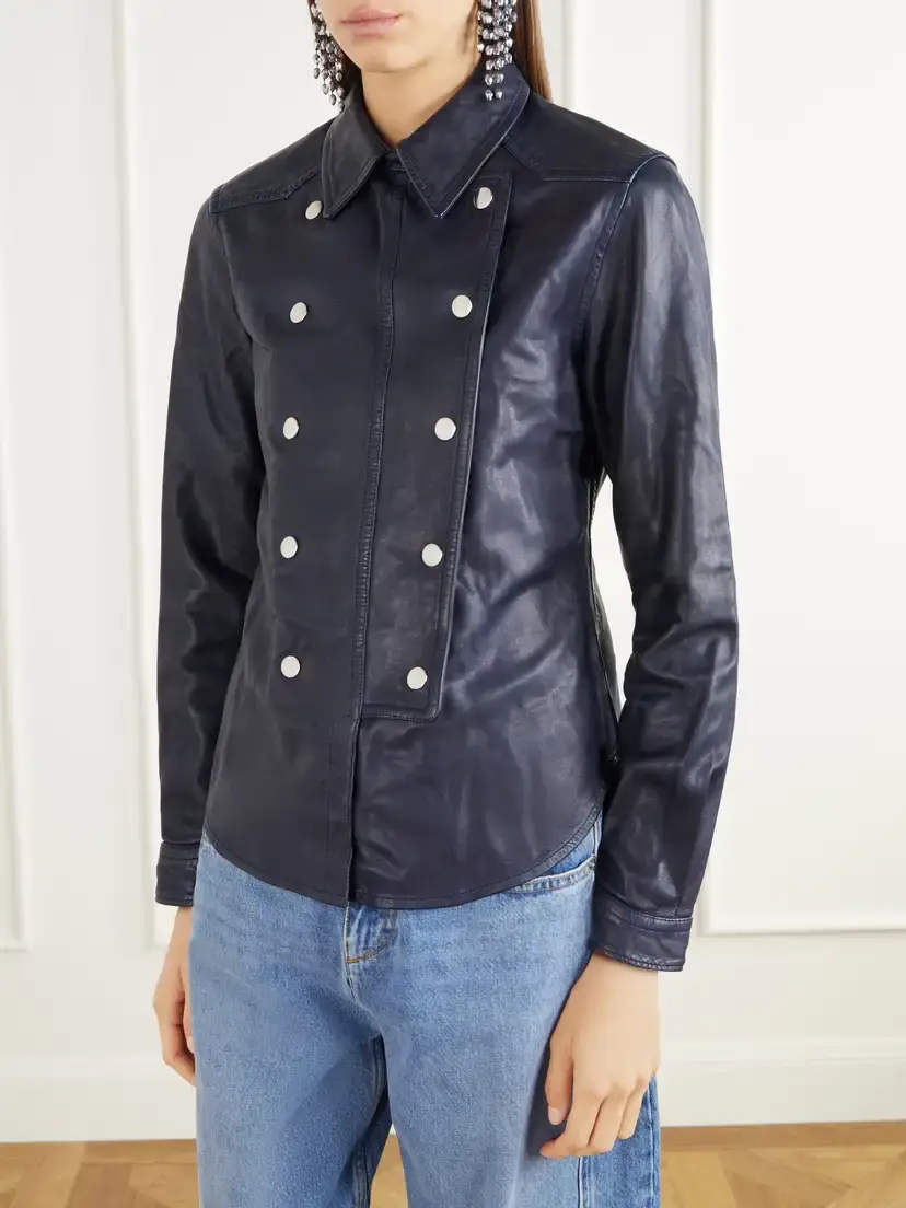 Isabel Marant Valdy Paneled Leather Shirt | Thumbnail 3
