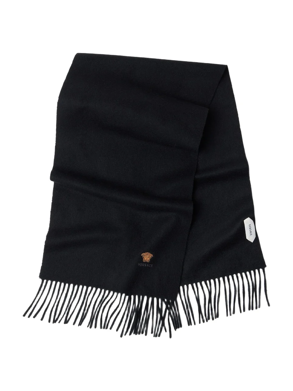 Versace Embroidered-Logo Cashmere Scarf