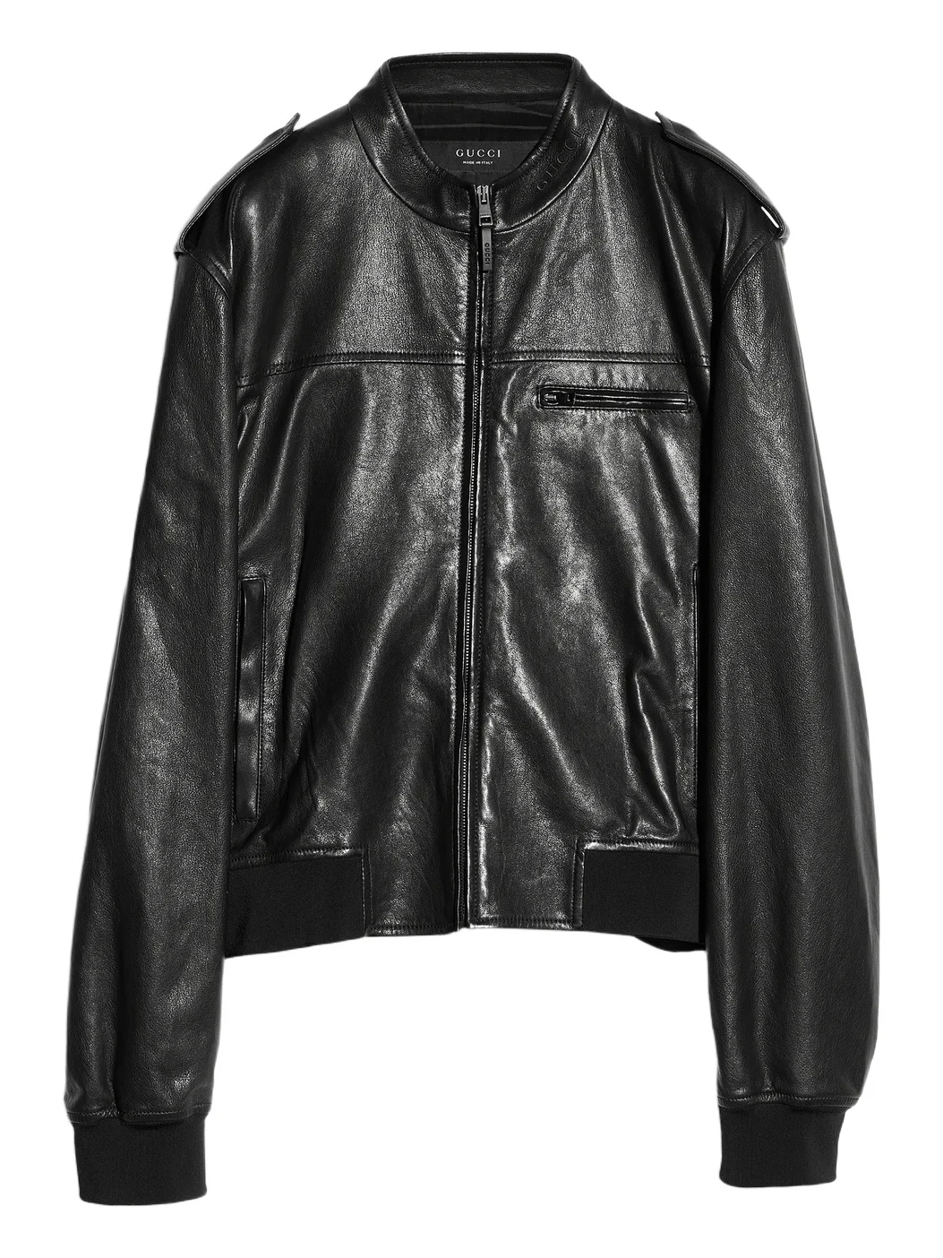 Gucci Grainy Nappa Leather Bomber Jacket