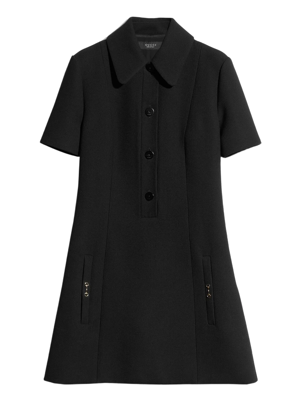 Crêpe Wool Polo Dress With Horsebit Crêpe Wool Polo Dress With Horsebit