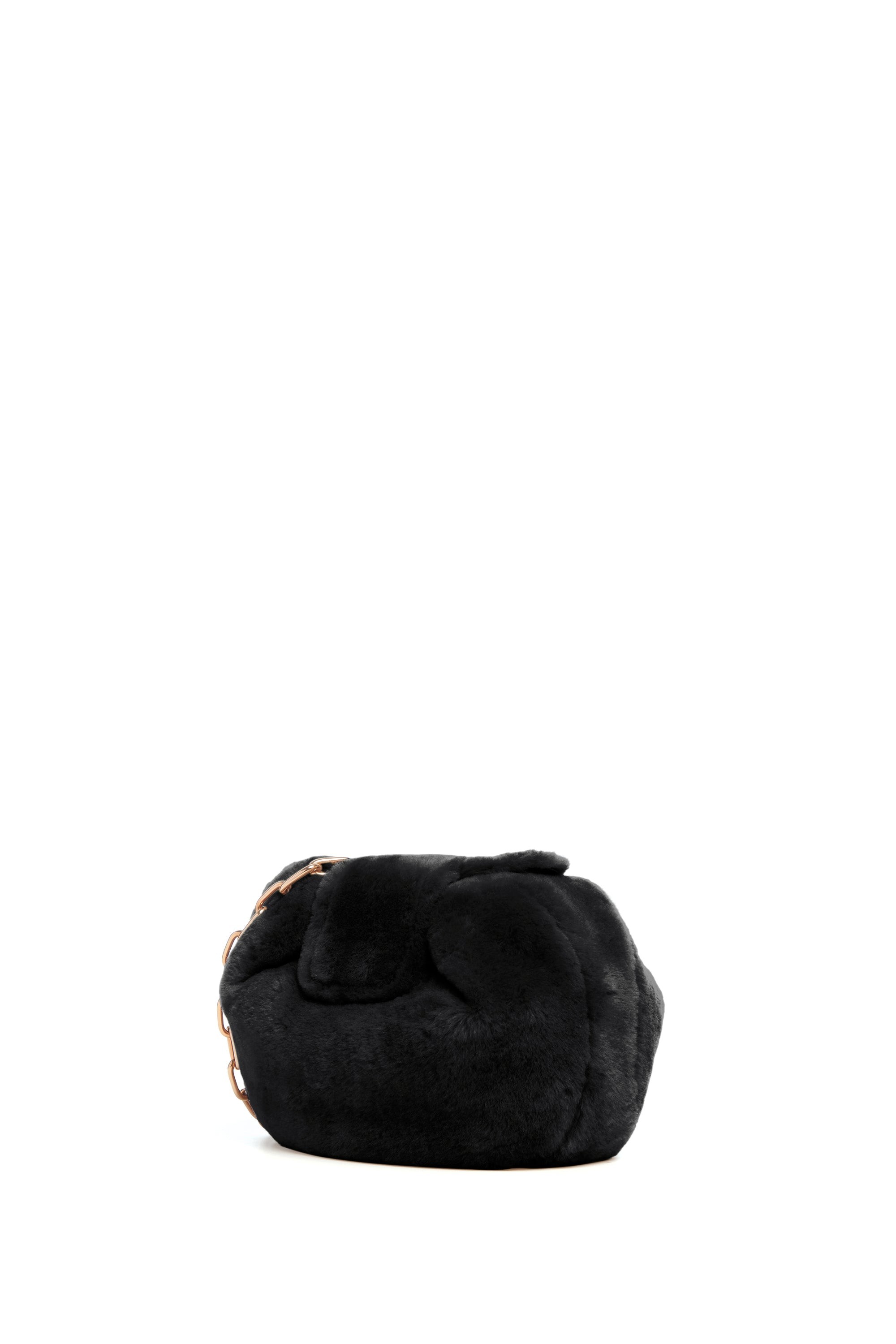 Gabriela Hearst Soft Demi Clutch with Chain in Black Shearling