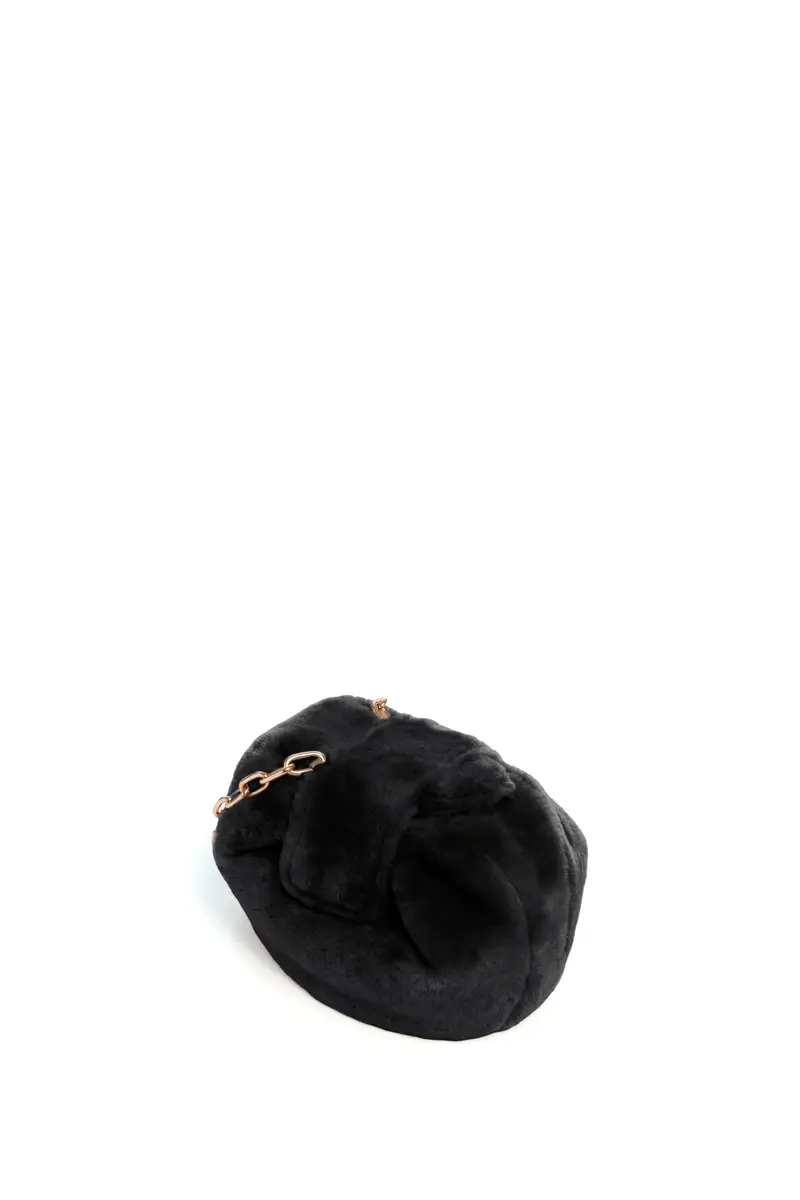 Gabriela Hearst Soft Demi Clutch with Chain in Black Shearling | Thumbnail 3 Gabriela Hearst Soft Demi Clutch with Chain in Black Shearling | Thumbnail 3